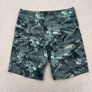 AFTCO Camo Ripstop Fishing Shorts Men 34 Blue Gray Utility Tactical Outdoor Tech